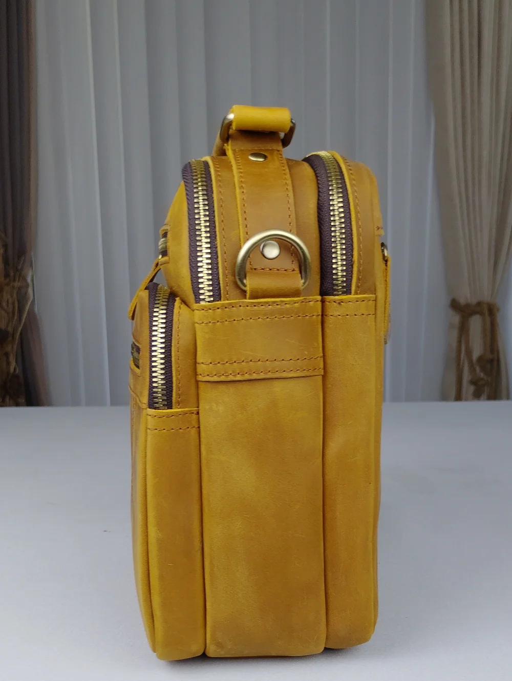 Jack & Chris Men's Compact Leather Crossbody Messanger Bag.